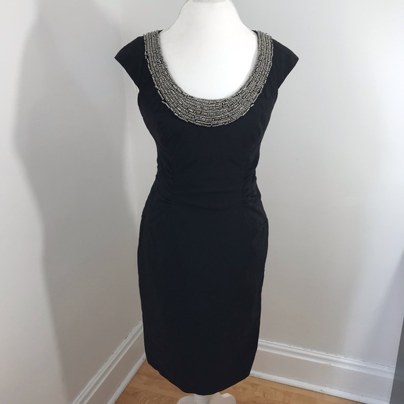 Adrianna Papell Black Beaded Neckline Dress - Picture 1 of 13
